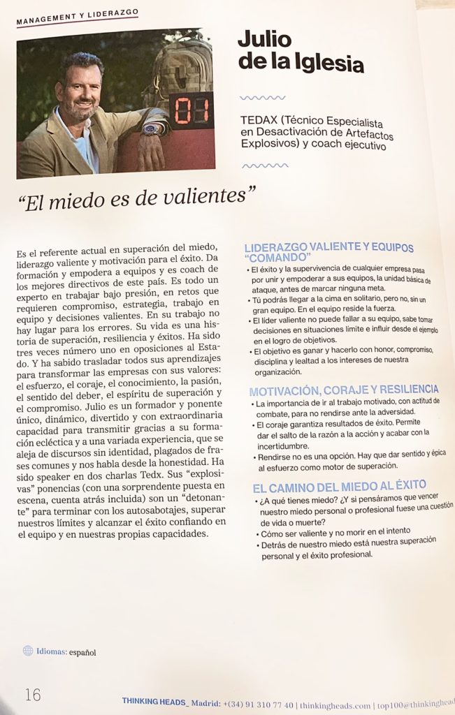 Artículo dedicado a Julio de la Iglesia en el catálogo Top 100 Conferenciantes España 2020